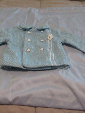 Thomas Co vintage Boys Powder Blue NAVY JACKET 24 Months Anchor Emblem & Buttons